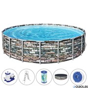 Каркасный бассейн Bestway 56883 + картриджный насос-фильтр, лестница, тент (610х132) Каркасный бассейн Bestway 56883 + картриджный насос-фильтр, лестница, тент (610х132)
