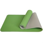 Коврик для йоги ТПЕ 183х61х0,6 см (зелено/серый) E33580