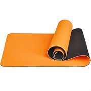 Коврик для йоги ТПЕ 183х61х0,6 см (оранжево/черный) E33581