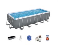 Прямоугольный каркасный бассейн Bestway 5612B  +песочный фильтр-насос , лестница, тент (640х274х132)