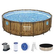 Каркасный бассейн Bestway 56725 с фильтр-насосом, лестницей и тентом, (488х122)