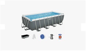 Прямоугольный каркасный бассейн Bestway 56670 + насос, лестница, тент  (488х244х122)