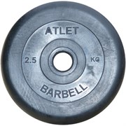 Диск обрезиненный, чёрного цвета, 26 мм, 2,5 кг  Atlet MB-AtletB26-2,5
